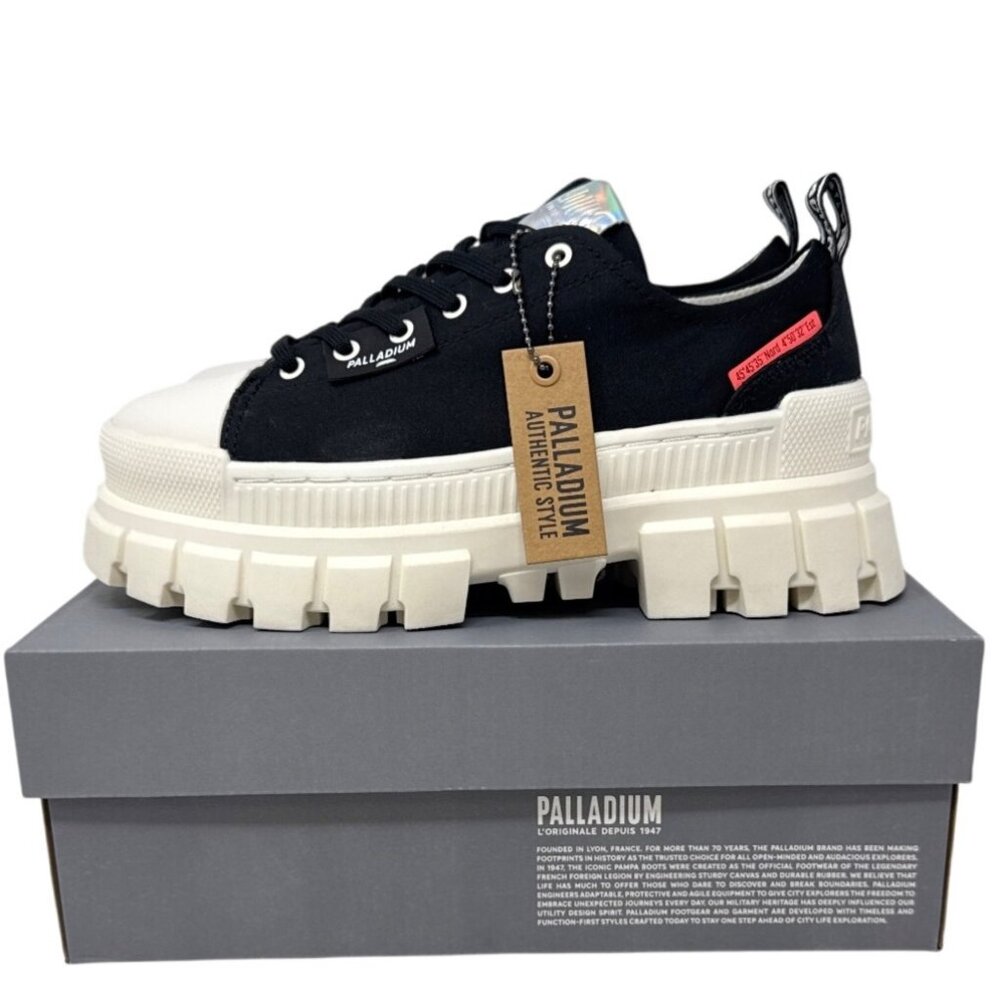 Palladium Revolt Lo Tx Women's Black/White/Marshmallow Chunky Sneakers Size 8 97